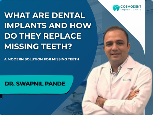 Looking for the Best Dentist in Mira Road Here’s Why Richa’s Cosmodent Leads Visual explaining what are dental implants with dentist in modern dental clinic