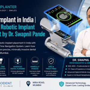 ChatGPT Image Jul 17, 2026, 01_34_18 PM Dr. Swapnil Pande demonstrating IMPNAV robotic implant placement technology in Mumbai