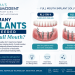 How many implants are needed for a full mouth? Richa's Cosmodent infographic comparing All-on-4 with 4 implants per jaw and All-on-6 with 6 implants per jaw for full mouth dental implants.