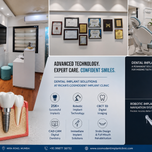 Modern dental implant clinic in Mira Road showcasing advanced dental technology, CBCT imaging, robotic implant navigation, and digital treatment solutions.